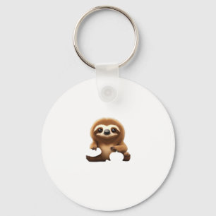 Cute Sloth with Pumpkin Halloween Cartoon Vector I Key Ring