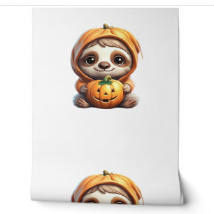 Cute Sloth with Pumpkin Halloween Cartoon Vector I Wallpaper