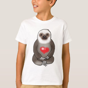 cute sloth with red heart T-Shirt