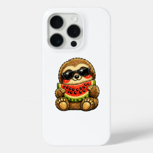 Cute Sloth with Watermelon iPhone 15 Pro Case