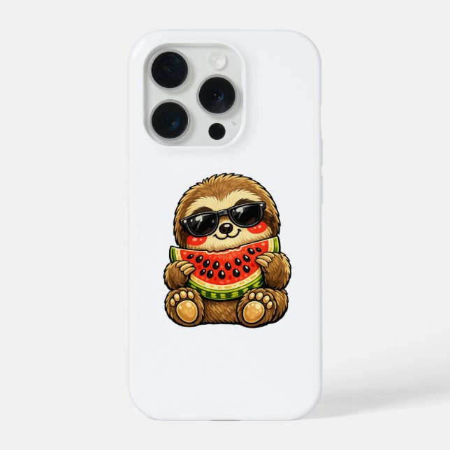 Cute Sloth with Watermelon iPhone Case (Back)