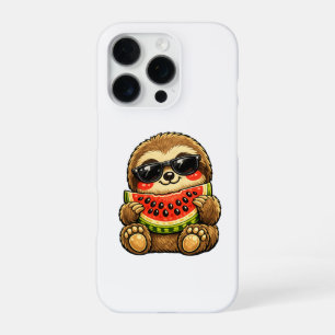 Cute Sloth with Watermelon iPhone 16 Pro Case