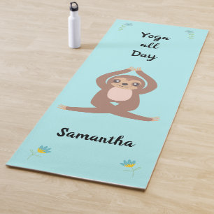 Cute Sloth Yoga All Day Personalised (single side) Yoga Mat