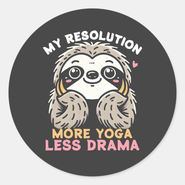 Cute Sloth Yoga Sticker - More Yoga Less Drama (Front)