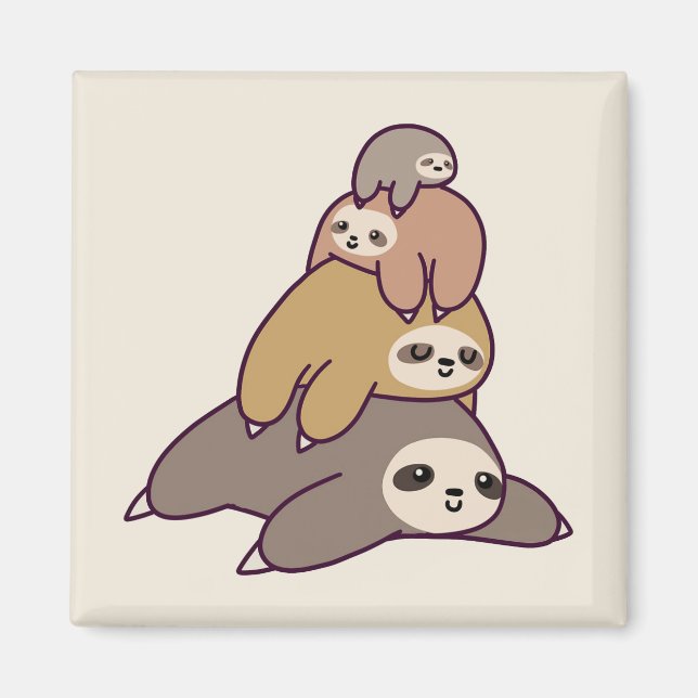 Cute Sloths Background Magnet (Front)