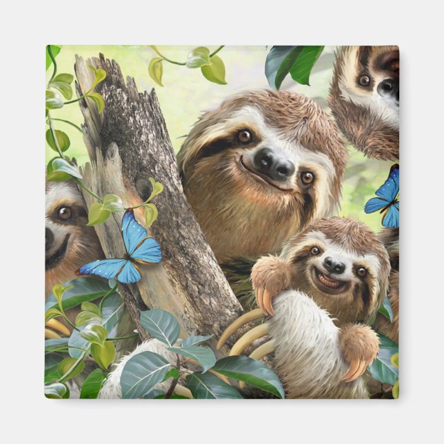 Cute Sloths Background Magnet (Front)