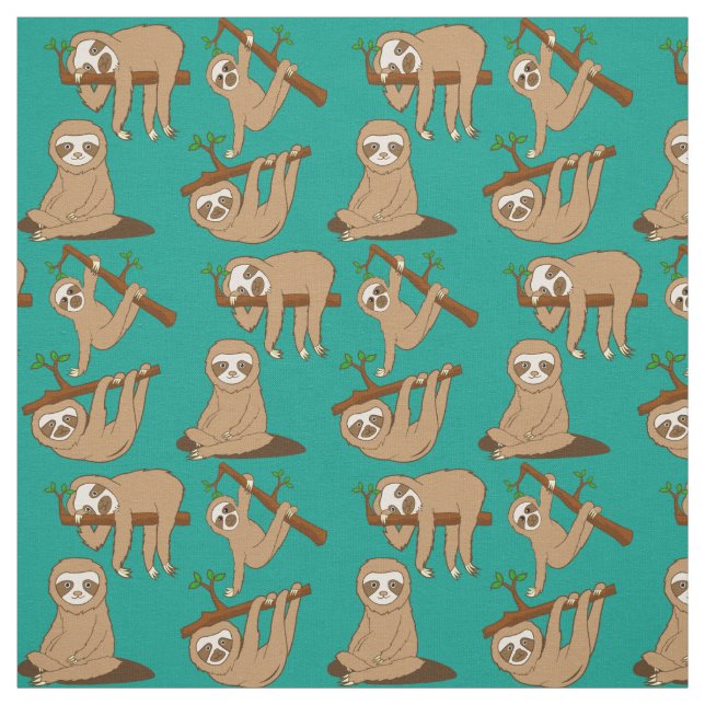 Cute Sloths Fabric (Swatch)