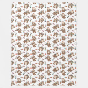 Cute Sloths Fleece Blanket