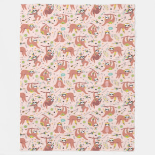 Cute Sloths Fleece Blanket