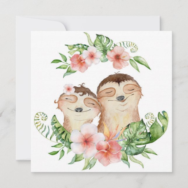 Cute Sloths Holiday Card (Front)