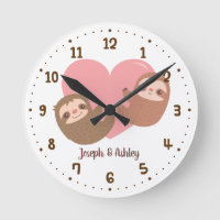 Cute Sloths Hugging Heart, Wall Decor