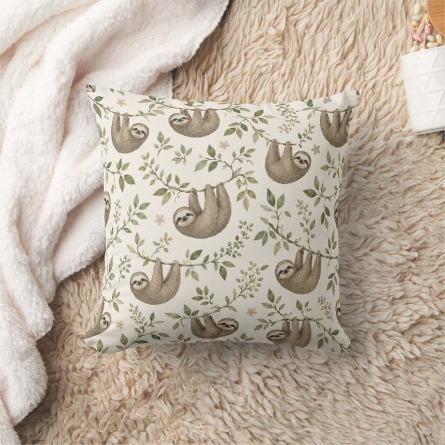 Cute Sloths on Vines Cushion (Blanket)