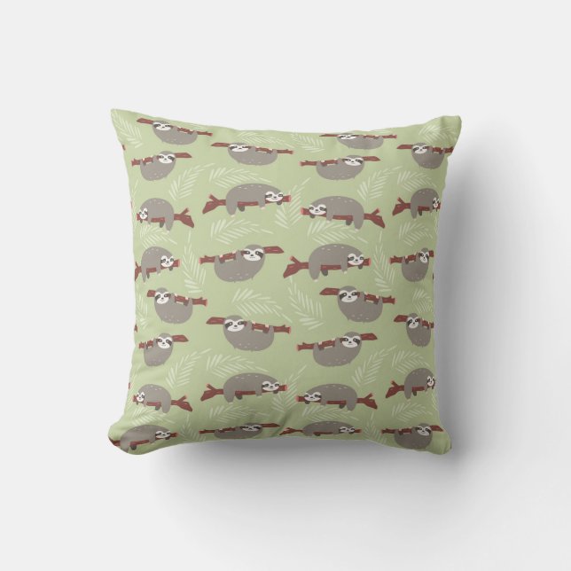 Cute Sloths Pattern Cushion (Front)