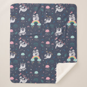 Cute Sloths Sherpa Blanket