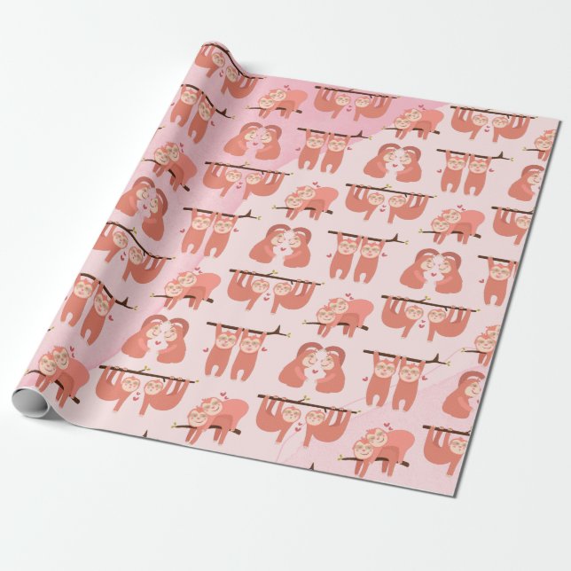Cute Sloths Wrapping Paper (Unrolled)