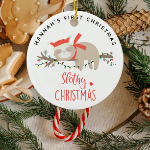 Cute Slothy 1st Christmas Kids Ceramic Tree Decoration