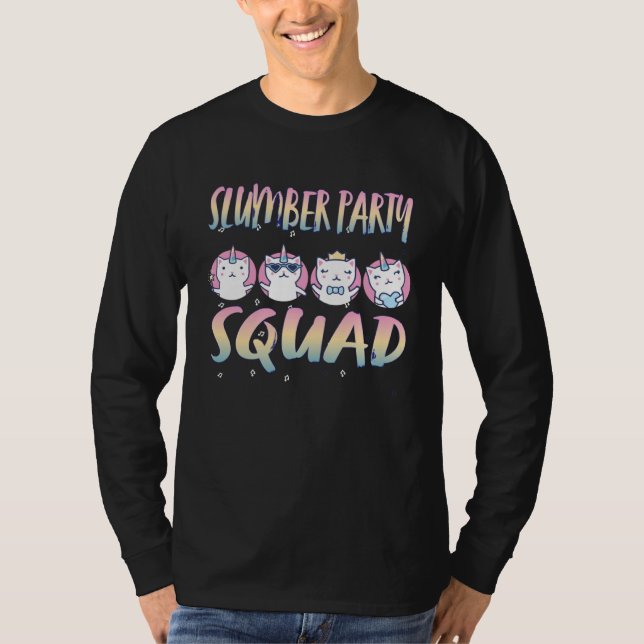 Cute Slumber Party Squad 4 cute unicorn cats T-Shirt (Front)