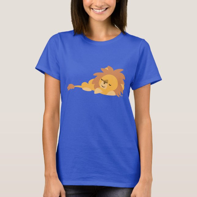 Cute Slumbering Cartoon Lion Women T-shirt (Front)