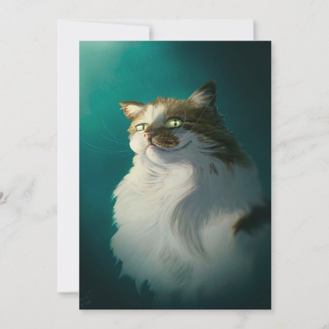 Cute Sly Cat Gift| Funny Cat For Fathers Day Holiday Card (Front)