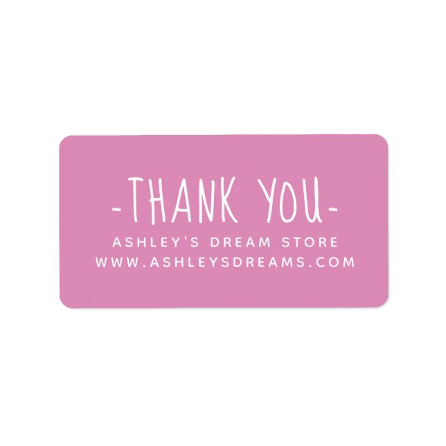 Cute Small Business Fuchsia Pink Thank You Labels (Front)