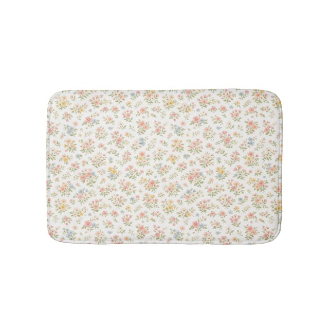 Cute Small Ditsy Floral Seamless Pattern Bath Mat (Front)