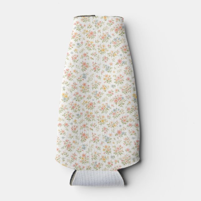 Cute Small Ditsy Floral Seamless Pattern Bottle Cooler (Front)
