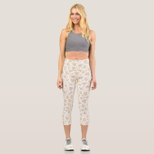 Cute Small Ditsy Floral Seamless Pattern Capri Leggings