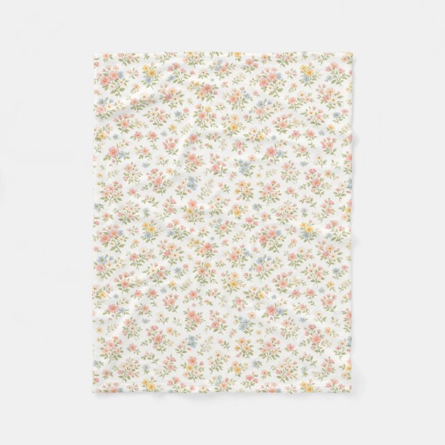 Cute Small Ditsy Floral Seamless Pattern Fleece Blanket (Front)