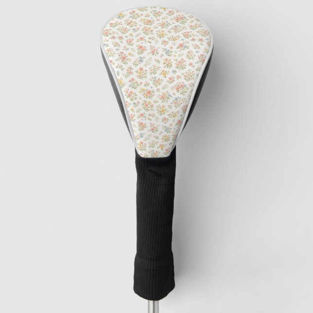 Cute Small Ditsy Floral Seamless Pattern Golf Head Cover (Front)