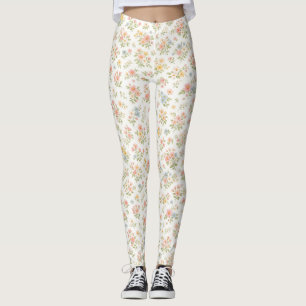 Cute Small Ditsy Floral Seamless Pattern Leggings