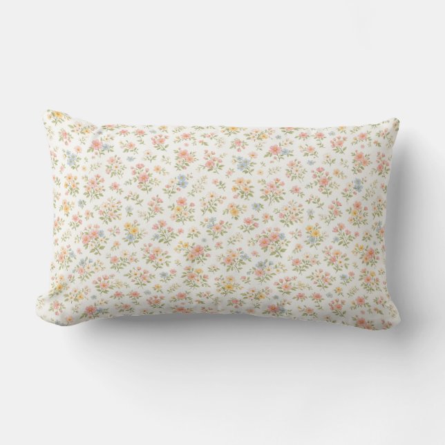 Cute Small Ditsy Floral Seamless Pattern Lumbar Cushion (Front)