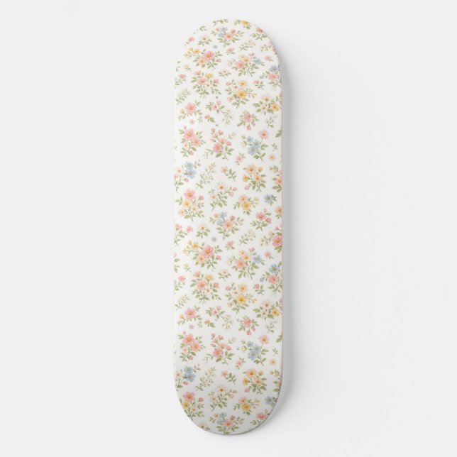 Cute Small Ditsy Floral Seamless Pattern Skateboard (Front)