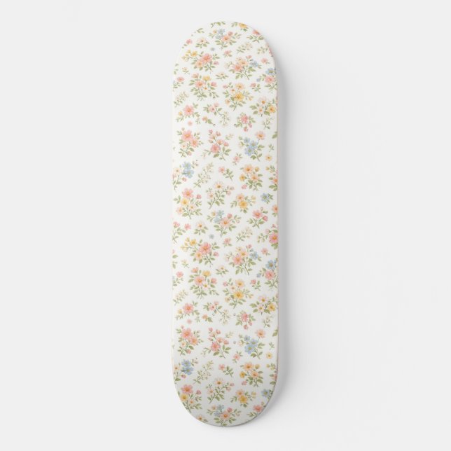 Cute Small Ditsy Floral Seamless Pattern Skateboard (Front)