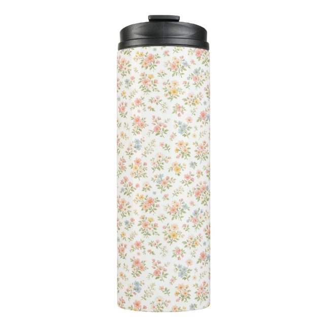 Cute Small Ditsy Floral Seamless Pattern Thermal Tumbler (Front)