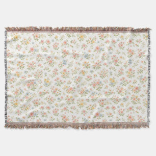 Cute Small Ditsy Floral Seamless Pattern Throw Blanket