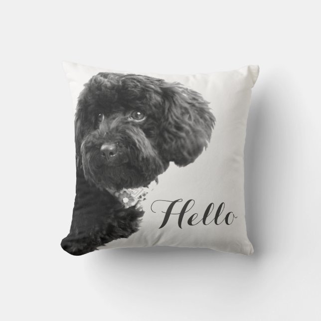 Cute Small Dog Puppy Toy Poodle Hello Custom Cushion (Front)