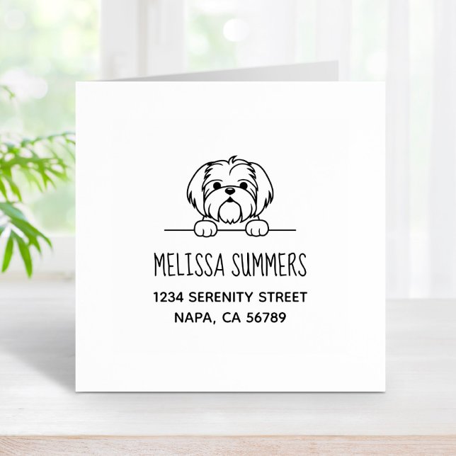Cute Small Dog Shih Tzu Address Rubber Stamp (Creator Uploaded)
