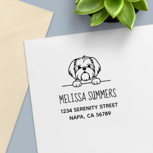 Cute Small Dog Shih Tzu Address Self-inking Stamp