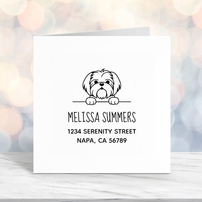 Cute Small Dog Shih Tzu Address Self-inking Stamp (Creator Uploaded)