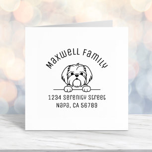 Cute Small Dog Shih Tzu Arch Address Self-inking Stamp