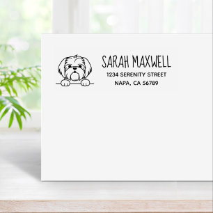 Cute Small Dog Shih Tzu Return Address Rubber Stamp