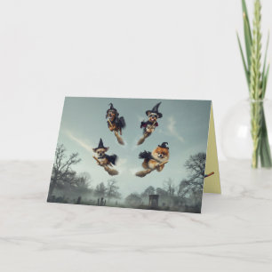 Cute Small Dog Witch Halloween Card