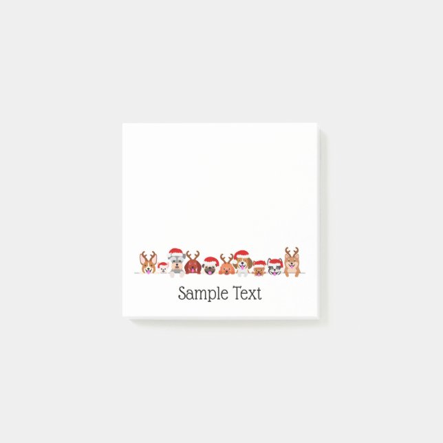 cute small dogs in Santa hats and antlers  Post-it Notes (Front)