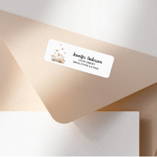 Cute Small Floral Butterfly Address Label
