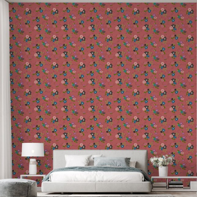 Cute Small Flower Cluster on Vintage Pink Wallpaper (Creator Uploaded)