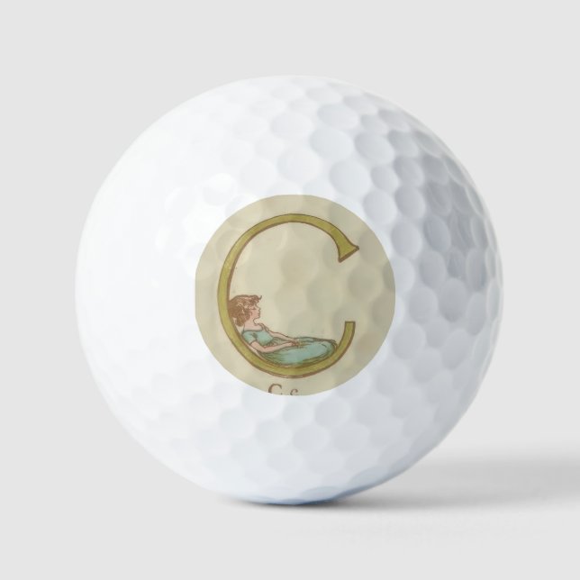 Cute small girl letter C Golf Balls (Front)