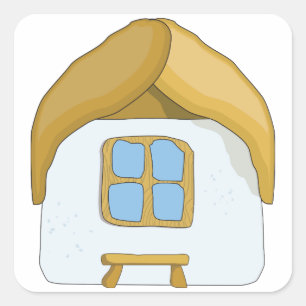 Cute Small House Square Sticker