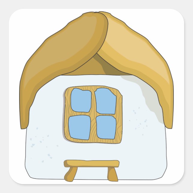 Cute Small House Square Sticker (Front)