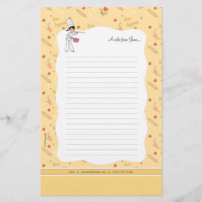 Cute Small kitchen Stationery Sheets (Front)