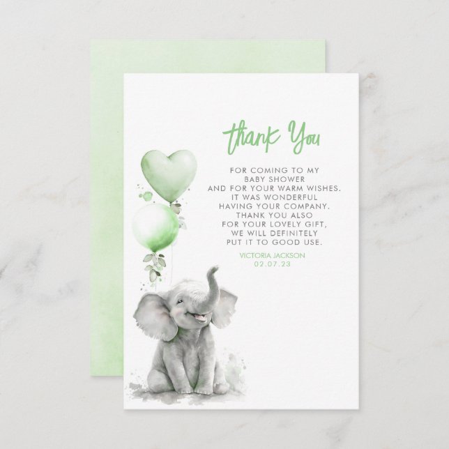 Cute Small Little Baby Elephant Thank You (Front/Back)
